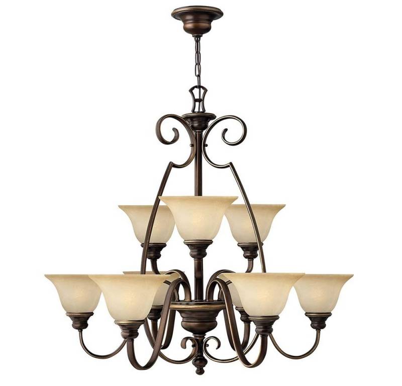 Elstead LIGHTING Kronleuchter, Leuchtmittel nicht inklusive, Kronleuchter Hängelampe Deckenleuchte Stahl Alabasterglas Bronze D von Elstead LIGHTING