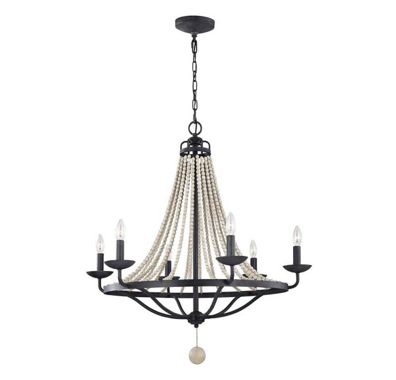 Elstead LIGHTING Kronleuchter, Leuchtmittel nicht inklusive, Kronleuchter Hängelampe Pendelleuchte Holz grau Stahl zink verwittert von Elstead LIGHTING
