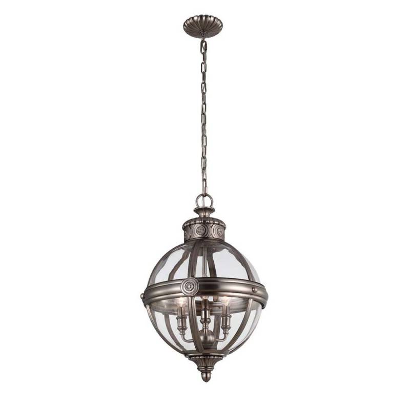 Elstead LIGHTING Kronleuchter, Leuchtmittel nicht inklusive, Kronleuchter Hängeleuchte Kugeldesign Deckenlampe Nickel Glas 3 von Elstead LIGHTING