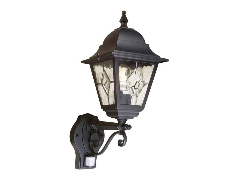Elstead LIGHTING LED Außen-Wandleuchte, Bewegungsmelder, LED wechselbar, Warmweiß, Wand Außenleuchte stehend im Landhausstil mit Bleiglas, Höhe 47cm von Elstead LIGHTING