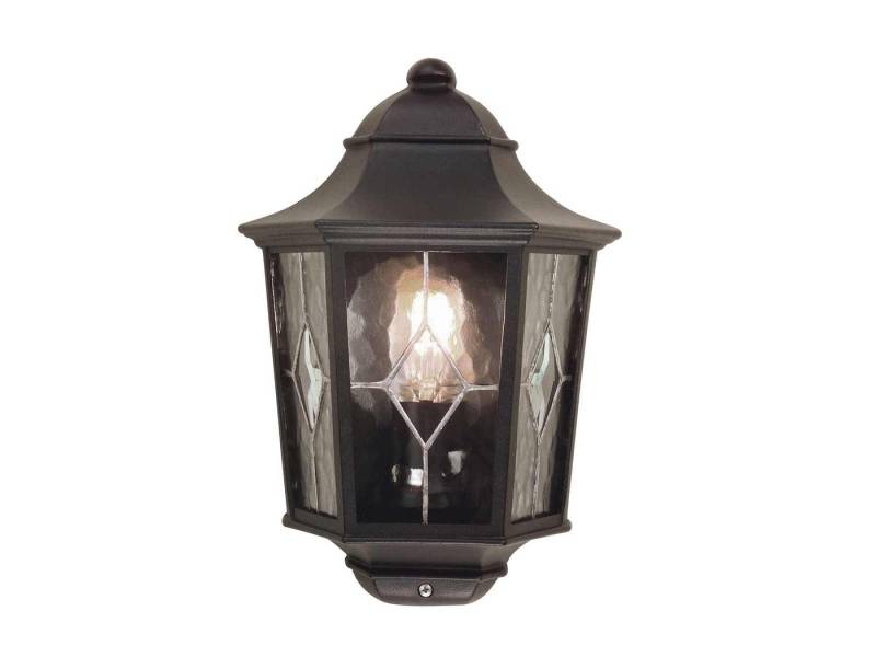 Elstead LIGHTING LED Außen-Wandleuchte, LED wechselbar, Warmweiß, Wand Außenleuchte Halbschale im Landhausstil mit Bleiglas, Höhe 36cm von Elstead LIGHTING