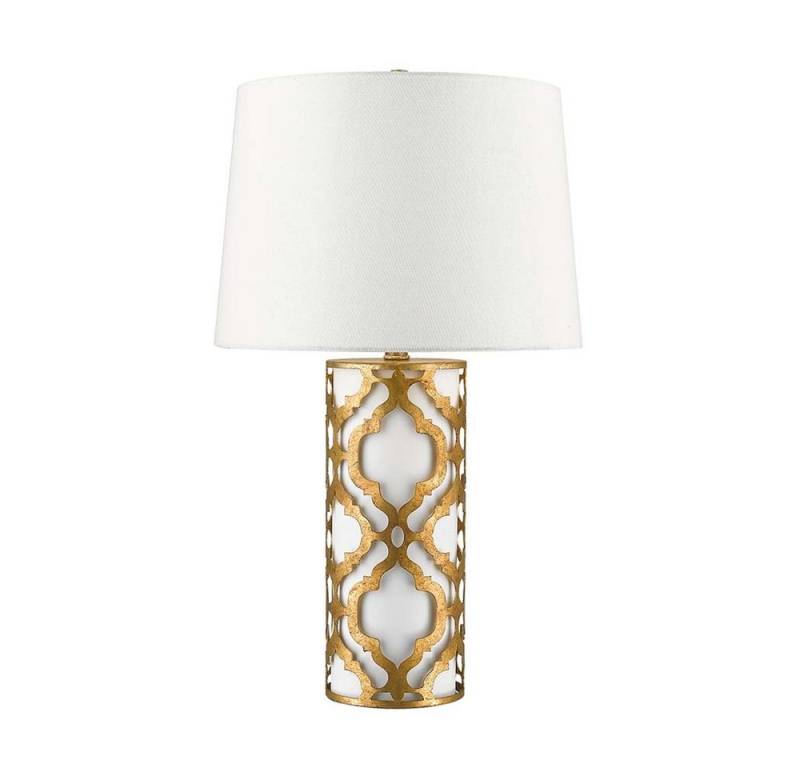 Elstead LIGHTING LED Tischleuchte, Leuchtmittel nicht inklusive, Designleuchte Beistellleuchte Tischlampe E27 Stahl gold weiß Leinen von Elstead LIGHTING
