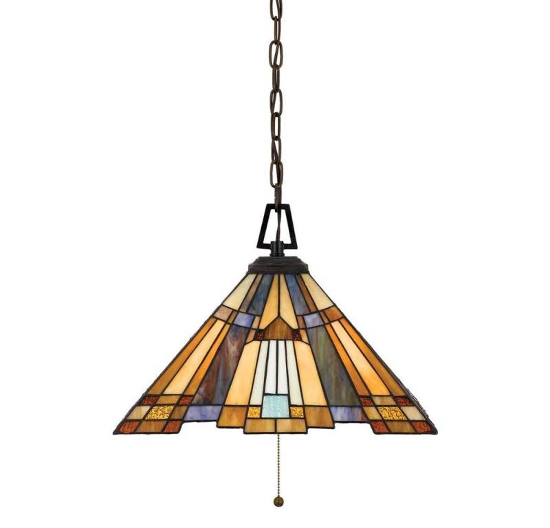Elstead LIGHTING Pendelleuchte, Leuchtmittel nicht inklusive, Hängeleuchte Deckenlampe Pendelleuchte Tiffany-Glas Metall Bronze 3 von Elstead LIGHTING
