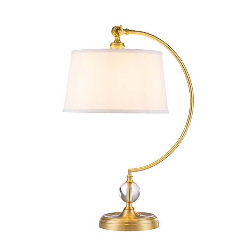 Elstead LIGHTING Tischleuchte, Leuchtmittel nicht inklusive, Nachttischleuchte Tischlampe Beistellleuchte Glas Stahl messing Leinen von Elstead LIGHTING