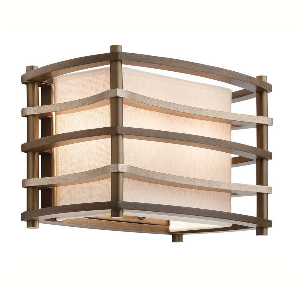 Elstead LIGHTING Wandleuchte, Leuchtmittel nicht inklusive, Wandlampe Leuchte Holz Leinen Glas Bronze H 20,3 cm Flurlampe von Elstead LIGHTING