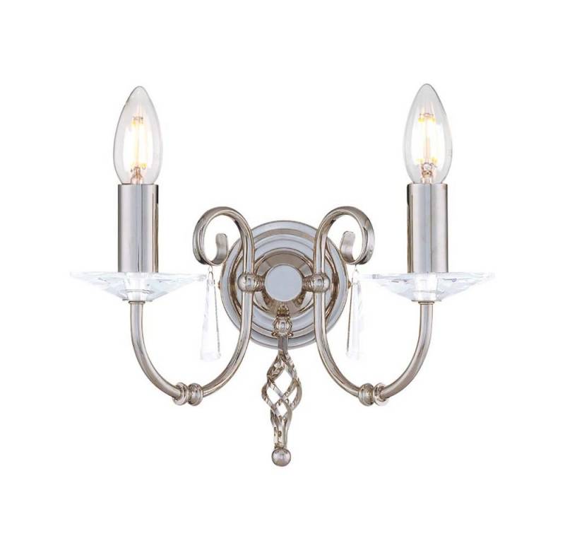 Elstead LIGHTING Wandleuchte, Leuchtmittel nicht inklusive, Wandlampe Leuchte Stahl Nickel H 22 cm Flurlampe 2 Flammig Kerzenlampe von Elstead LIGHTING