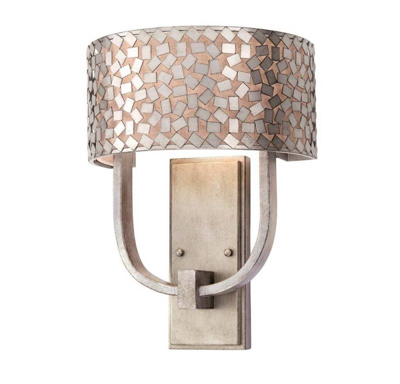 Elstead LIGHTING Wandleuchte, Leuchtmittel nicht inklusive, Wandleuchte Lampe Metall Leinen Silber H 39,4 cm Flurlampe Klassisch 2 von Elstead LIGHTING