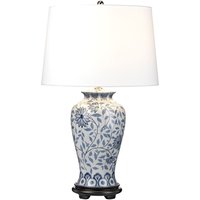 Tischlampe Keramik Stoff E27 65 cm Blau Weiß Klassisch von ELSTEAD
