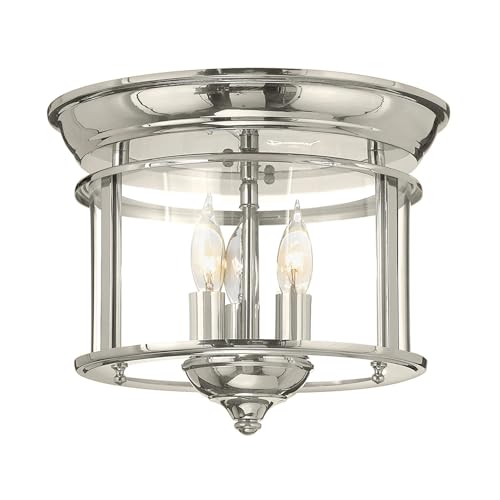 Elstead Gentry - Zylindrische 3-Kerzen-Unterputzlaterne - Nickel poliert von Elstead Lighting