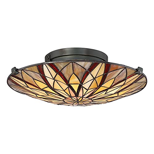 Elstead Victory Tiffany Semi-Flush, tapfere Bronze, E27 von Elstead Lighting