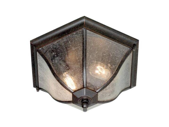 Elstead Bronzefarbene Außen-Deckenleuchte New England, klar / transparent, Metall, Deckenlampe von Elstead