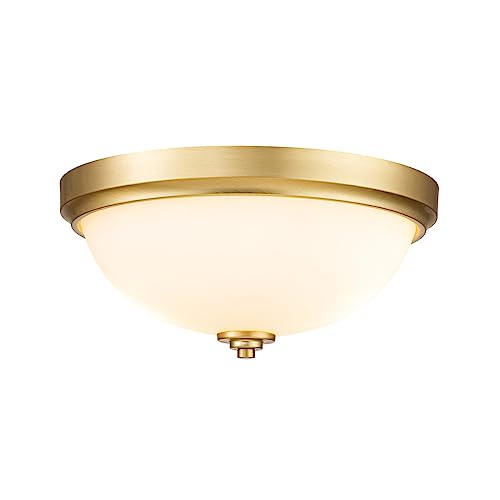 Elstead Feiss Malibu Bowl Semi-Flush Deckenleuchte Messing gebürstet, IP44 von Elstead Lighting