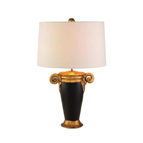 Elstead Gallier Tischlampe mit rundem Schirm, Schwarz und Gold von Elstead