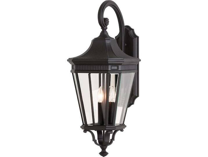 Elstead Lighting, Fassadenbeleuchtung, Cotswold Lane Aussen-Wandleuchte E14 3-fach Schwarz IP44 (E14, IP44) von Elstead