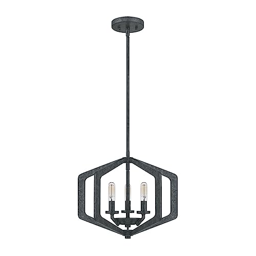 Elstead Quoizel Vanguard Drahtgestell-Pendel-Deckenleuchte Altschwarz von Elstead Lighting