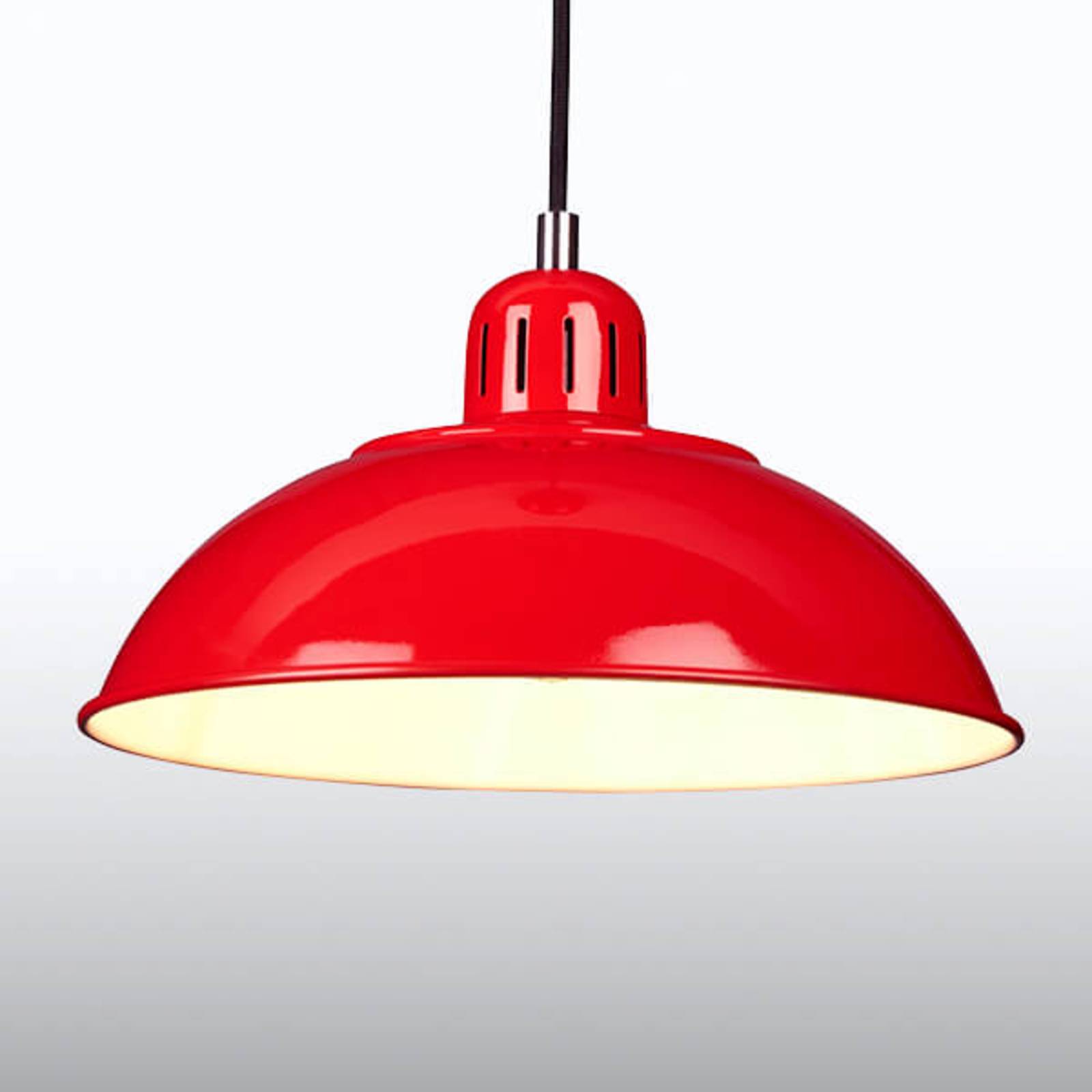 Rote Pendellampe Franklin im Retro-Design von ELSTEAD