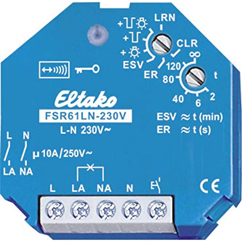 Eltako Funkaktor Stromstoß-Schaltrelais 230V für 2-poliges Schalten von L und N, 1 Stück, FSR61LN-230V von Eltako