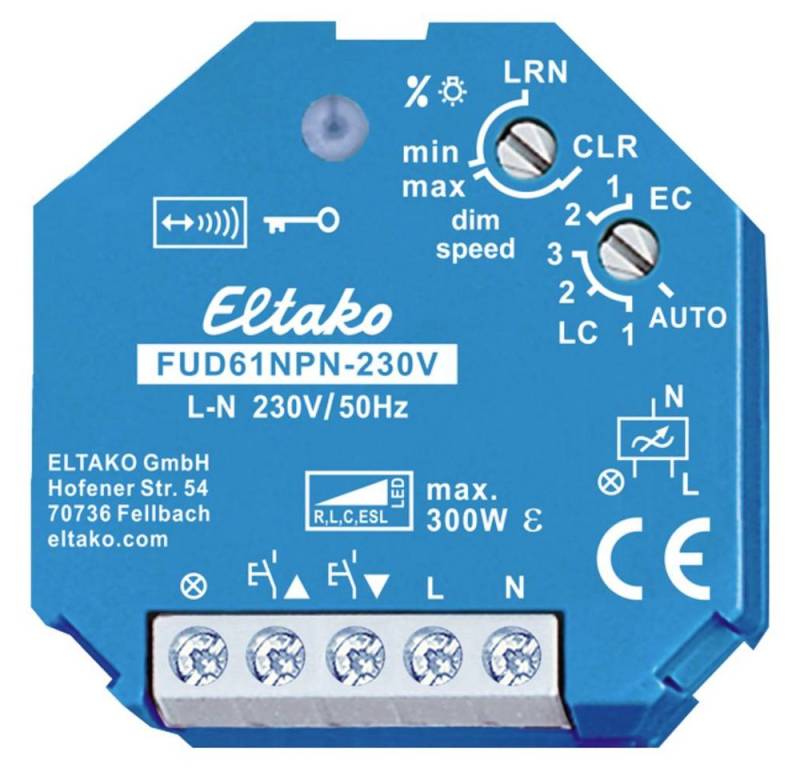 Eltako Funkaktor Universal-Dimmschalter 230V. Power MOSFET 300W 30100835 Smart-Home-Steuerelement Eltako Funkaktor Universal-Dimmschalter 230V. Power MOSFET 300W 30100835 Smart-Home-Steuerelement von Eltako