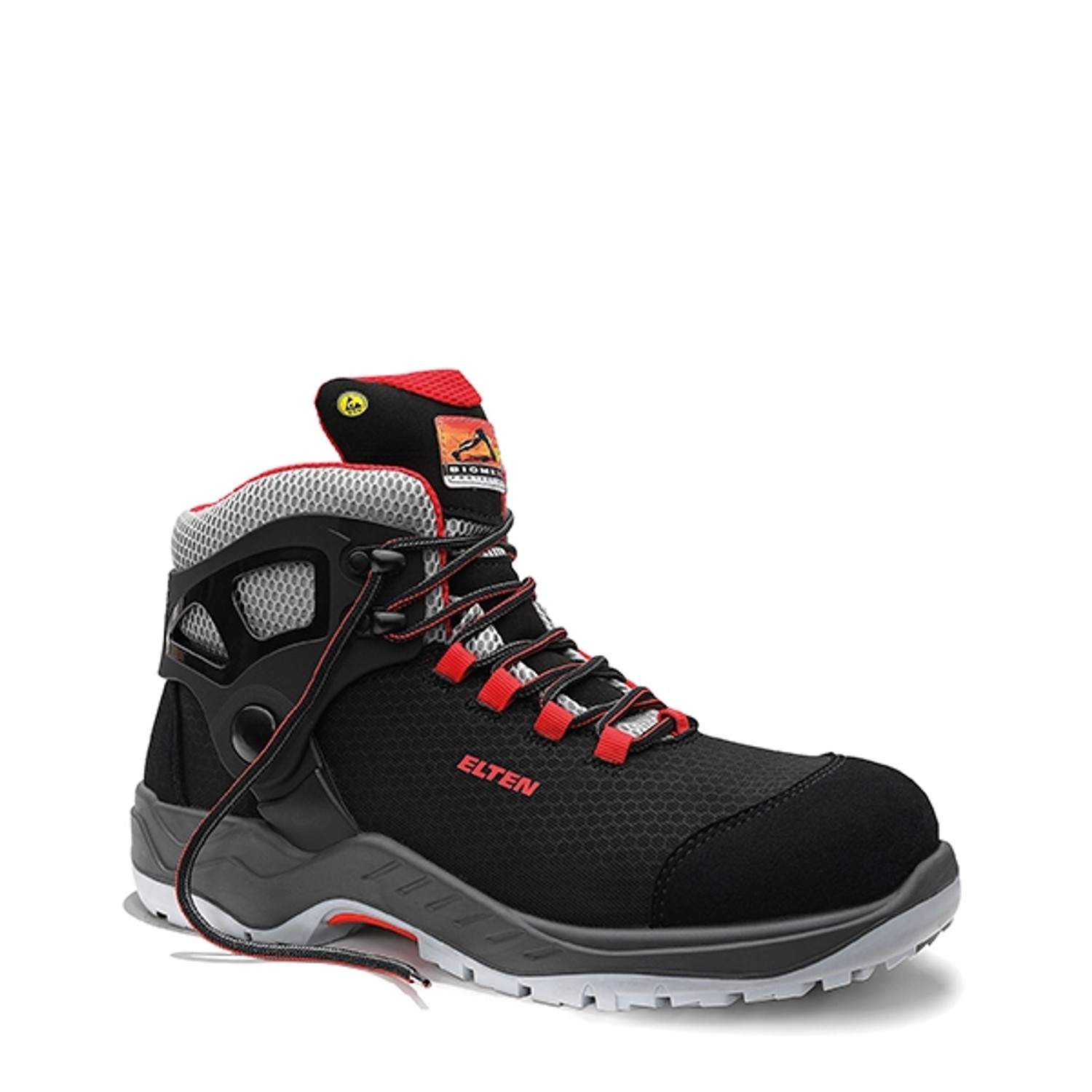 Elten Sicherheitsschnürstiefel Arturo Black-Red Mid Esd S3 Gr. 48 von Elten