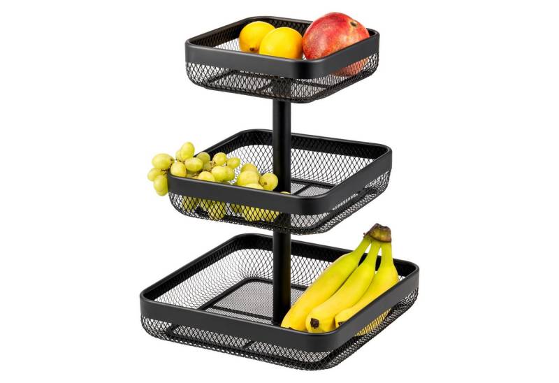 eluno Obstschale 3-stöckig / Brotkorb, Obstkorb aus schwarzem Metall von Eluno