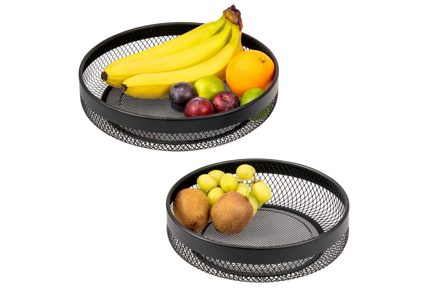 eluno Obstschale Brotkorb 2er Set, rund, aus schwarzem Metall eluno Obstschale Brotkorb 2er Set, rund, aus schwarzem Metall von Eluno