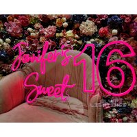 Sweet 16 Neon Schild Benutzerdefinierter Name Party Dekoration Geburtstag Decor Bester Freund Geschenke Für Sie von ElvaLightings
