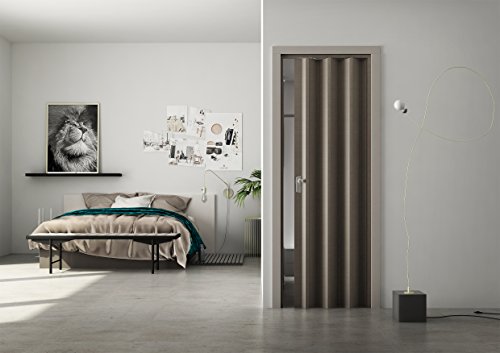 Kunststoff-Falttür Elvira 3D-Farben 202x87 cm ohne Fenster (eiche taupe) von Elvira