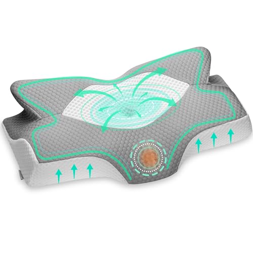 Elviros Zervikale Orthopädisches Kopfkissen aus Memory-Schaum abnehmbares ergonomisches Nackenhörnchen für Nacken- und Schulterschmerzen Nackenstützkissenr, 54 x 11/9 x 33 cm, Silber-Grau Elviros Zervikale Orthopädisches Kopfkissen aus Memory-Schaum abnehmbares ergonomisches Nackenhörnchen für Nacken- und Schulterschmerzen Nackenstützkissenr, 54 x 11/9 x 33 cm, Silber-Grau von Elviros