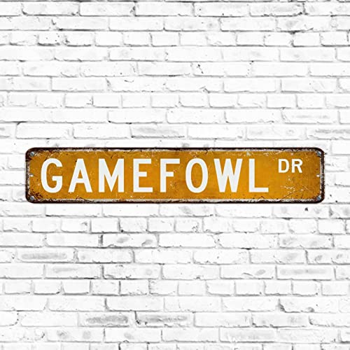 7,6 x 45,7 cm Aluminium-Tier-Gamefowl-Straßenschild, Vintage-Stil, Metallschild für Haustiere, Straßenschild, rustikales Retro-Blechschild zum Aufhängen, für drinnen oder draußen, für Bar, Geschäft von Elvoes