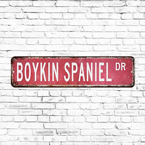 Boykin Spaniel Straßenschild Rustikales Aluminiumschild für Haustiere, Wandkunst, Outdoor, Tierliebhaber, Geschenk, dekorativ, Vintage, rustikale Retro-Wanddekoration, lustiges Metall-Blechschild für Boykin Spaniel Straßenschild Rustikales Aluminiumschild für Haustiere, Wandkunst, Outdoor, Tierliebhaber, Geschenk, dekorativ, Vintage, rustikale Retro-Wanddekoration, lustiges Metall-Blechschild für von Elvoes