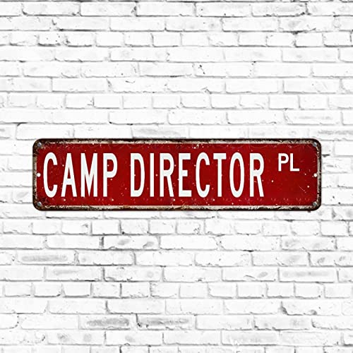 Camp Director Beruf Straßenschilder Vintage Metall Professionelles Blechschild Rustikales Home Office Business Decor Qualität Aluminium Straßenschild Camp Director Geschenk, 7,6 x 30,5 cm von Elvoes