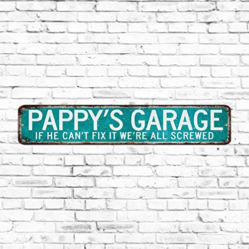 Daddy's Garage If He Can't Fix It We're All Screwed Straßenschild Retro-Blechschild Rustikale Vintage Küche Bar Pub Café Dekor 7,6 x 45,7 cm Metallschild Schilder Männerhöhle Dekor von Elvoes