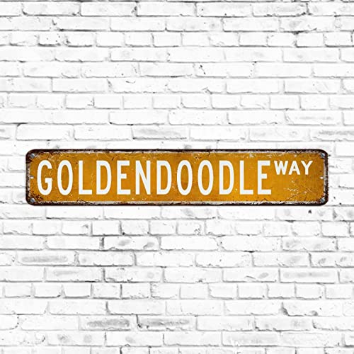 Goldendoodle Metall-Straßenschild, rustikales Haustier-Metall-Wandkunst, Aluminium, für den Außenbereich, Tierliebhaber, Geschenk, dekoratives Vintage, rustikale Retro-Wanddekoration, lustiges Goldendoodle Metall-Straßenschild, rustikales Haustier-Metall-Wandkunst, Aluminium, für den Außenbereich, Tierliebhaber, Geschenk, dekoratives Vintage, rustikale Retro-Wanddekoration, lustiges von Elvoes