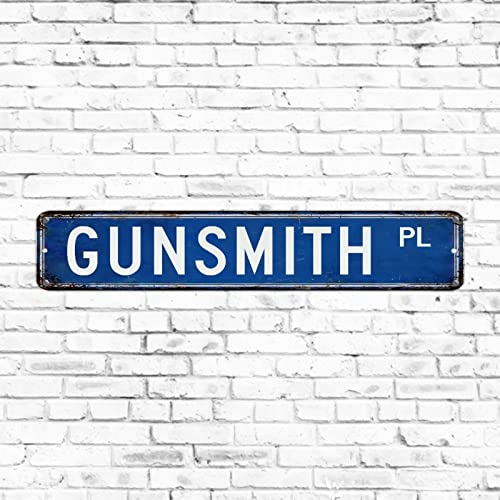 Gunsmith Occupation Straßenschilder, Vintage, Metall, professionelles Blechschild, rustikales Heimbüro, Geschäftsdekoration, hochwertiges Aluminium, Straßenschild, Geschenk für Büchsenmacher, 7,6 x von Elvoes