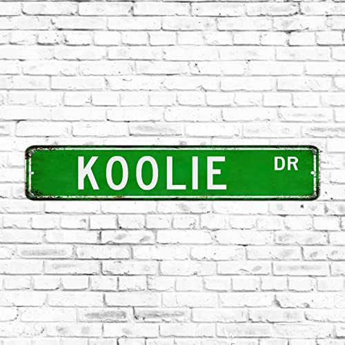 Koolie Straßenschild, rustikales Aluminium-Haustier-Wandkunst, für den Außenbereich, Tierliebhaber, Geschenk, dekorativ, Vintage, rustikale Retro-Wanddekoration, lustiges Metall-Blechschild für Koolie Straßenschild, rustikales Aluminium-Haustier-Wandkunst, für den Außenbereich, Tierliebhaber, Geschenk, dekorativ, Vintage, rustikale Retro-Wanddekoration, lustiges Metall-Blechschild für von Elvoes