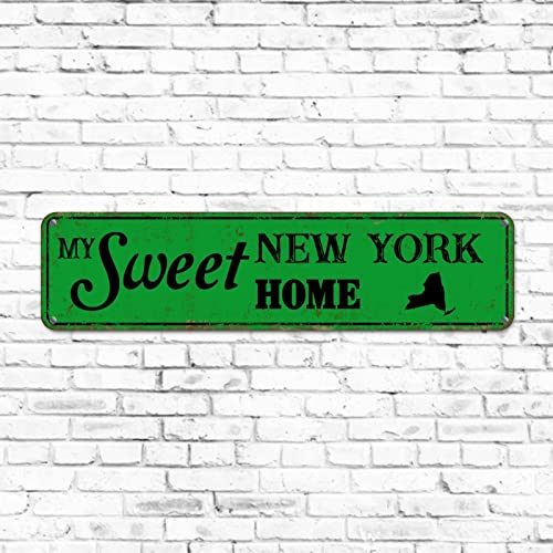 Metallschild "Home State Sign" New York Blechschild, rustikale Heimdekorationen für Büro, Schule, Klassenzimmer, Schlafzimmer, Makler, Geschenk, Stadtstaatsschild, Stadt-Souvenir, 10,2 x 45,7 cm von Elvoes