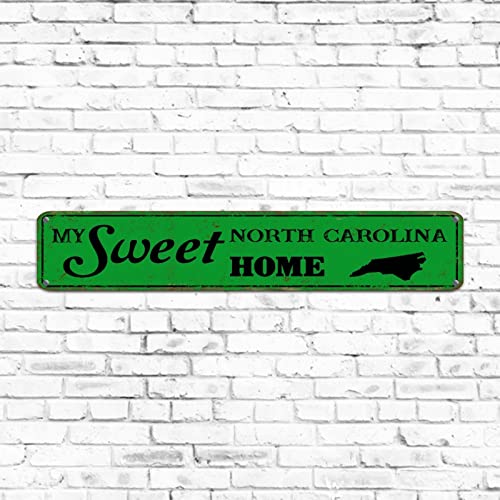 Metallschild "Home State Sign" North Carolina Blechschild, rustikale Heimdekorationen für den Außenbereich, Garten, Veranda, Haustür, Realtor, Geschenk, Stadtstaatsschild, Stadt-Souvenir, 7,6 x 45,7 von Elvoes