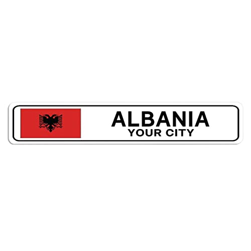 Personalisiertes Albanien-Straßenschild Albanien-Flagge, individueller Stadtname, Metall-Blechschild, Albanien, Straße, Wandkunst, Dekoration, Heimdekoration, individuelles Geschenk für ausländische Personalisiertes Albanien-Straßenschild Albanien-Flagge, individueller Stadtname, Metall-Blechschild, Albanien, Straße, Wandkunst, Dekoration, Heimdekoration, individuelles Geschenk für ausländische von Elvoes