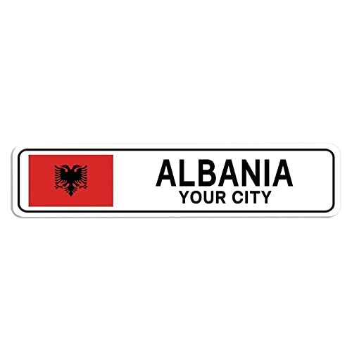 Personalisiertes Albanien-Straßenschild Albanien-Flagge, individueller Stadtname, Metall-Blechschild, Albanien, Straße, Wandkunst, Dekoration, Heimdekoration, individuelles Geschenk für ausländische Personalisiertes Albanien-Straßenschild Albanien-Flagge, individueller Stadtname, Metall-Blechschild, Albanien, Straße, Wandkunst, Dekoration, Heimdekoration, individuelles Geschenk für ausländische von Elvoes