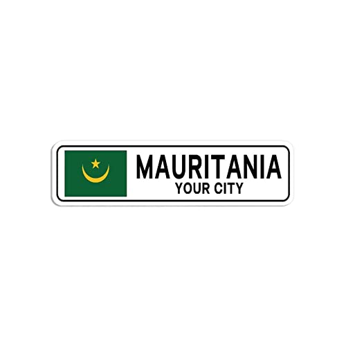 Personalisiertes Mauretanien-Straßenschild Mauretanien-Flagge, individueller Stadtname, Metall-Blechschild, Mauretanien, Straße, Wandkunst, Heimdekoration, individuelles Geschenk für ausländische von Elvoes