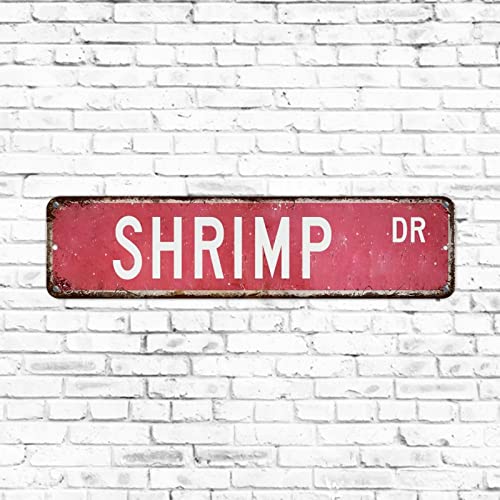 Shrimp Straßenschild, rustikales Aluminiumschild für Haustiere, für den Außenbereich, Tierliebhaber, Geschenk, dekoratives Vintage-Retro-Wanddekoration, lustiges Metall-Blechschild für Eingangsbereich von Elvoes