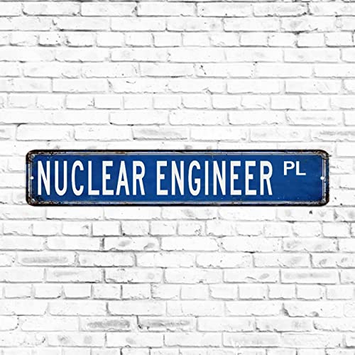 Straßenschilder für Atomingenieur, Vintage, professionelles Blechschild, rustikales Heimbüro, Geschäftsdekoration, hochwertiges Aluminium, Straßenschild, Geschenk für Nuklearingenieure, 7,6 x 45,7 cm von Elvoes