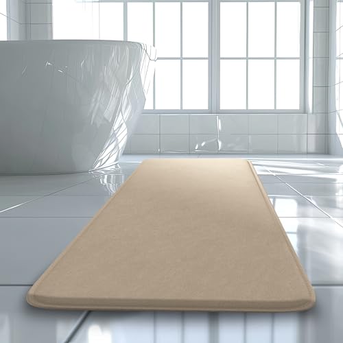 Luxuriöser Badezimmerteppich, 1 Stück, Memory-Schaum-Badematte, rutschfest und ultraweich, sehr saugfähig, leicht zu reinigen, Beige (119,4 x 50,8 cm) von Elvoki