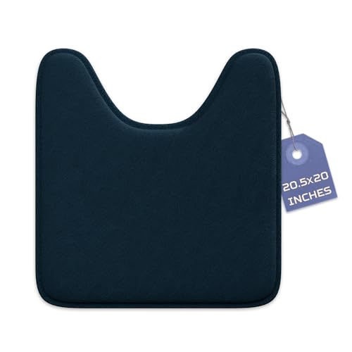 Luxuriöser Badezimmerteppich, 1 Stück Badematte aus Memory-Schaum, rutschfest und ultraweich, sehr saugfähig, leicht zu reinigen, Marineblau (U-Form 50,8 x 52,1 cm) von Elvoki