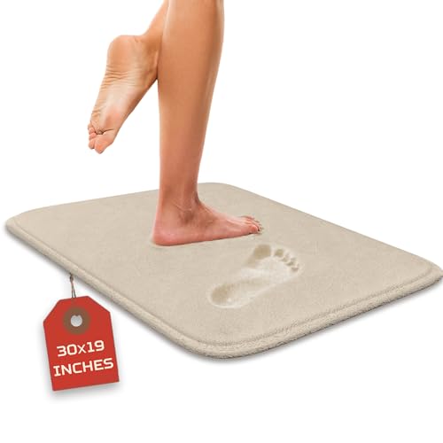 Luxuriöser Badezimmerteppich – 1 Stück Badematte aus Memory-Schaum, rutschfest und ultraweich, sehr saugfähig, leicht zu reinigen, Beige (76,2 x 50,8 cm) von Elvoki