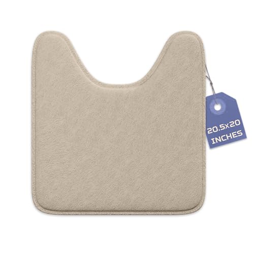 Luxuriöser Badezimmerteppich – 1 Stück Badematte aus Memory-Schaum, rutschfest und ultraweich, sehr saugfähig, leicht zu reinigen, Beige (U-Form 50,8 x 52,1 cm) von Elvoki