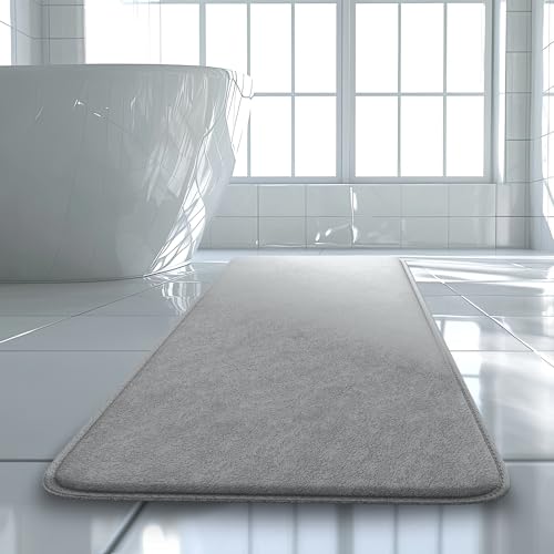 Luxuriöser Badezimmerteppich – 1 Stück Badematte aus Memory-Schaum, rutschfest und ultraweich, sehr saugfähig, leicht zu reinigen, Grau (119,4 x 50,8 cm) von Elvoki
