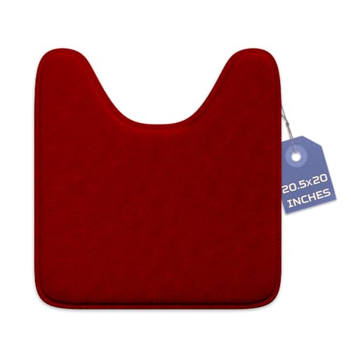 Luxuriöser Badezimmerteppich – 1 Stück Badematte aus Memory-Schaum, rutschfest und ultraweich, sehr saugfähig, leicht zu reinigen, Rot (U-Form 50,8 x 52,1 cm) von Elvoki