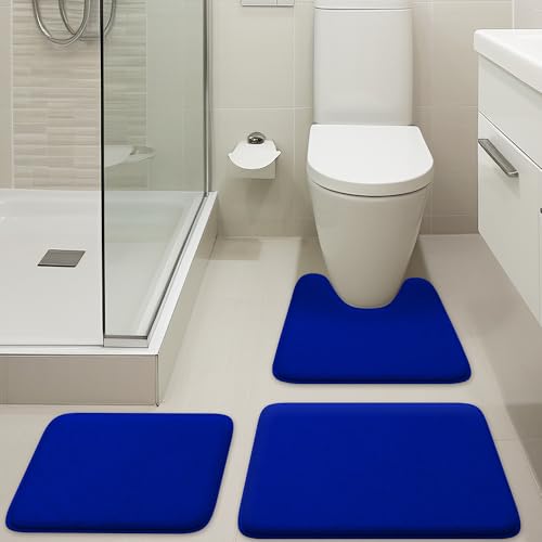 Luxuriöses Badezimmerteppich-Set, 3-teilig, Memory-Schaum-Badvorleger, Toilettenvorleger, stark saugfähig, rutschfest, ultraweich, leicht zu reinigen, Königsblau Luxuriöses Badezimmerteppich-Set, 3-teilig, Memory-Schaum-Badvorleger, Toilettenvorleger, stark saugfähig, rutschfest, ultraweich, leicht zu reinigen, Königsblau von Elvoki