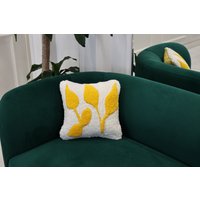 Gelbe Blätter Weiße Tuft Kissen Und Fall, Thanksgiving Geschenk, Schlafzimmer Dekoration von ElyanoraArt
